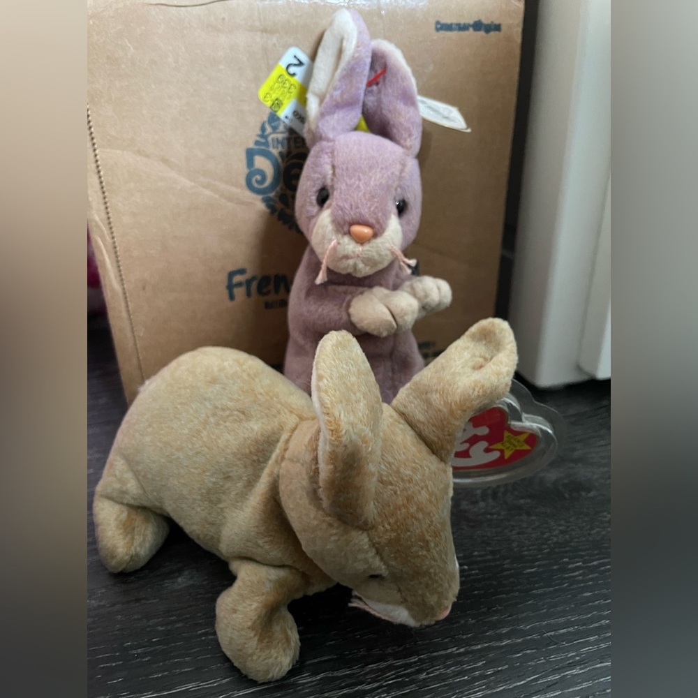 Two bunny beanie babies